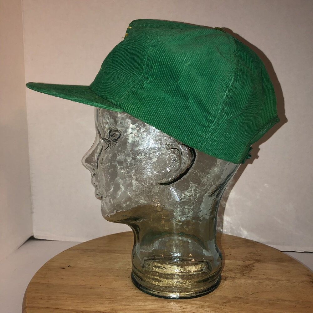 Vintage BP OIL Lima Ohio 80s USA Green Corduroy Hat Cap Snapback Gold Stitching - Picture 4 of 12